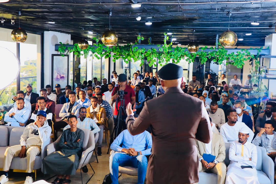 View from behind on stage